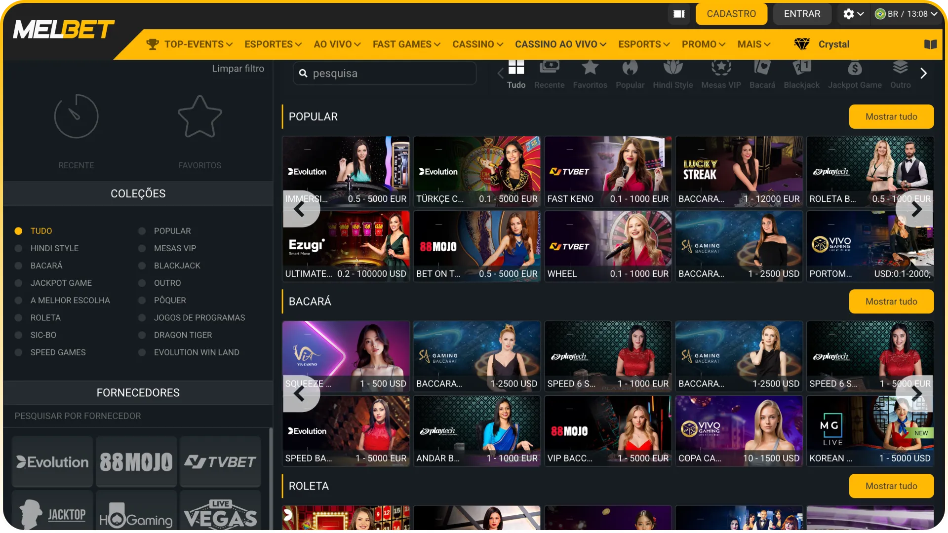 Explore a emoção do cassino ao vivo com crupiês reais na Melbet.