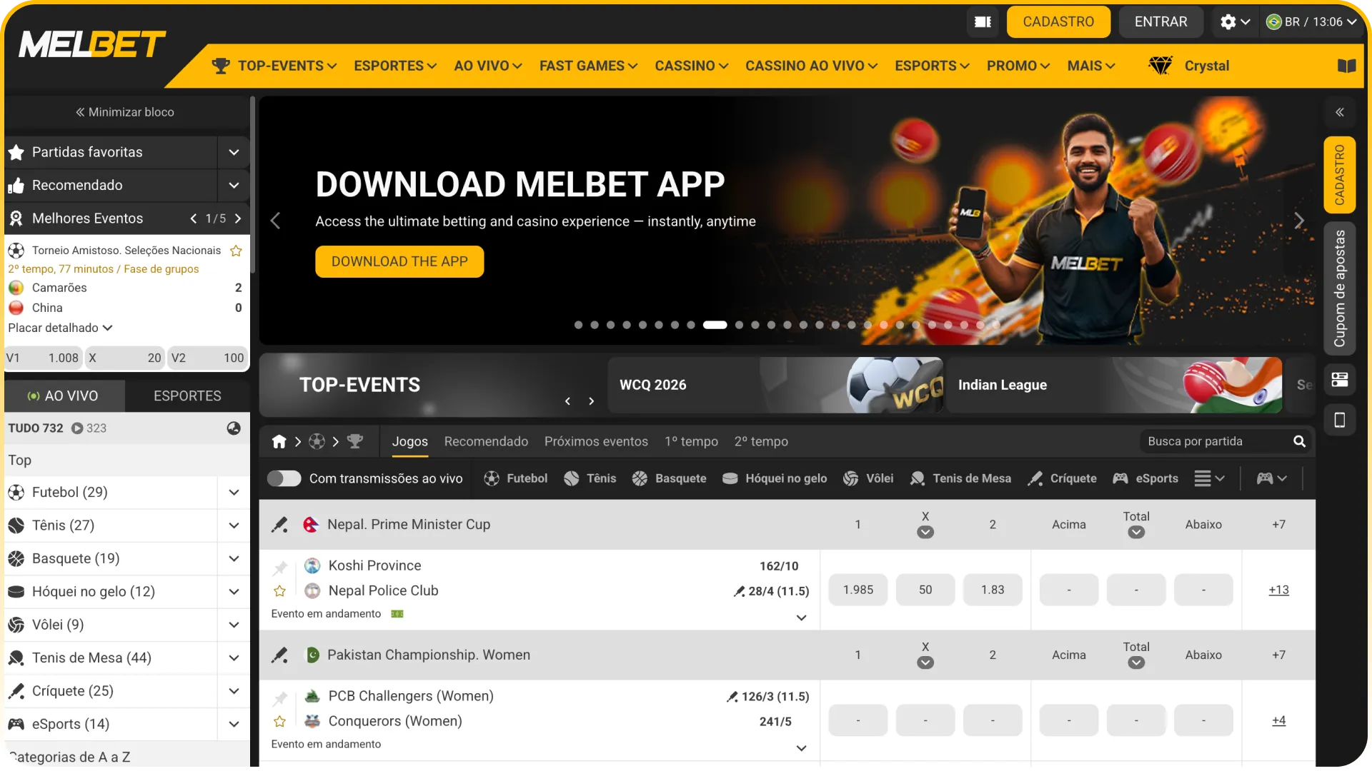 Acesse a página inicial da Melbet para ver todas as novidades e bônus.