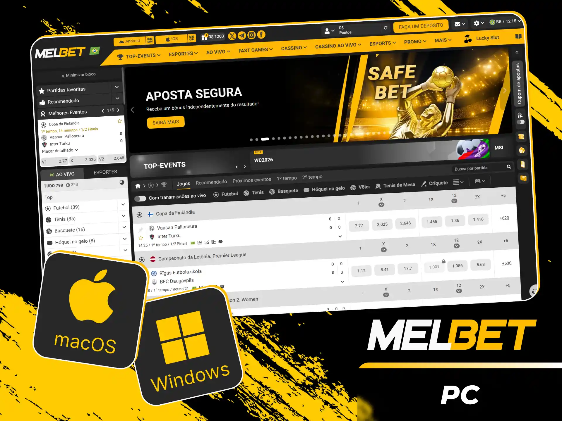 Acesse o site estável para computadores através da Melbet oficial.